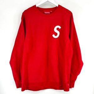 Supreme Red "S" Embroidered Crewneck Sweatshirt